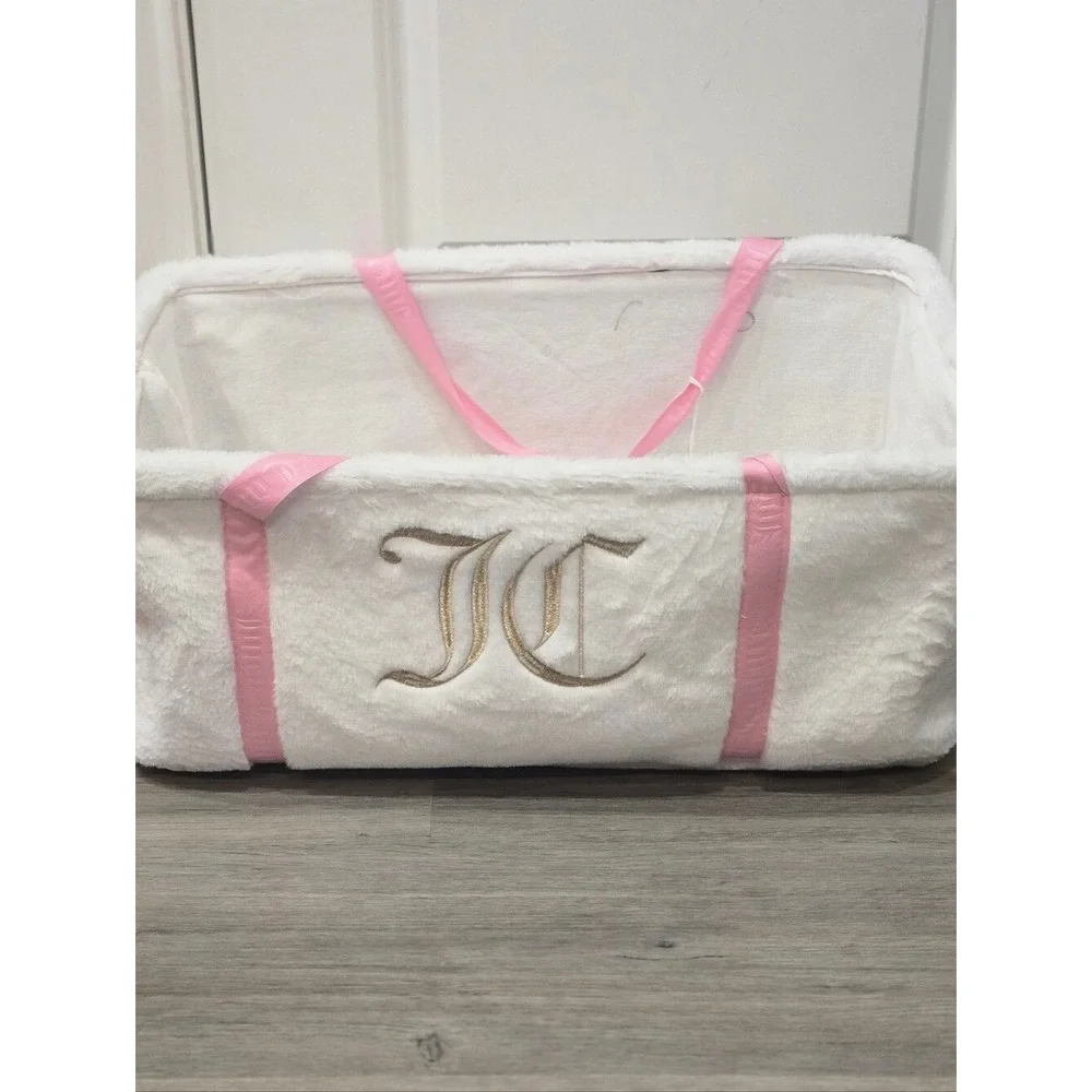 Juicy Couture Home Gold Embrodried JC Logo Faux Fur Storage Tote